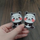 Cute Panda Bear Iron-On Patches set of 2 Iron On Decal, Embroidered Applique