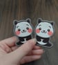 Cute Panda Bear Iron-On Patches set of 2 Iron On Decal, Embroidered Applique