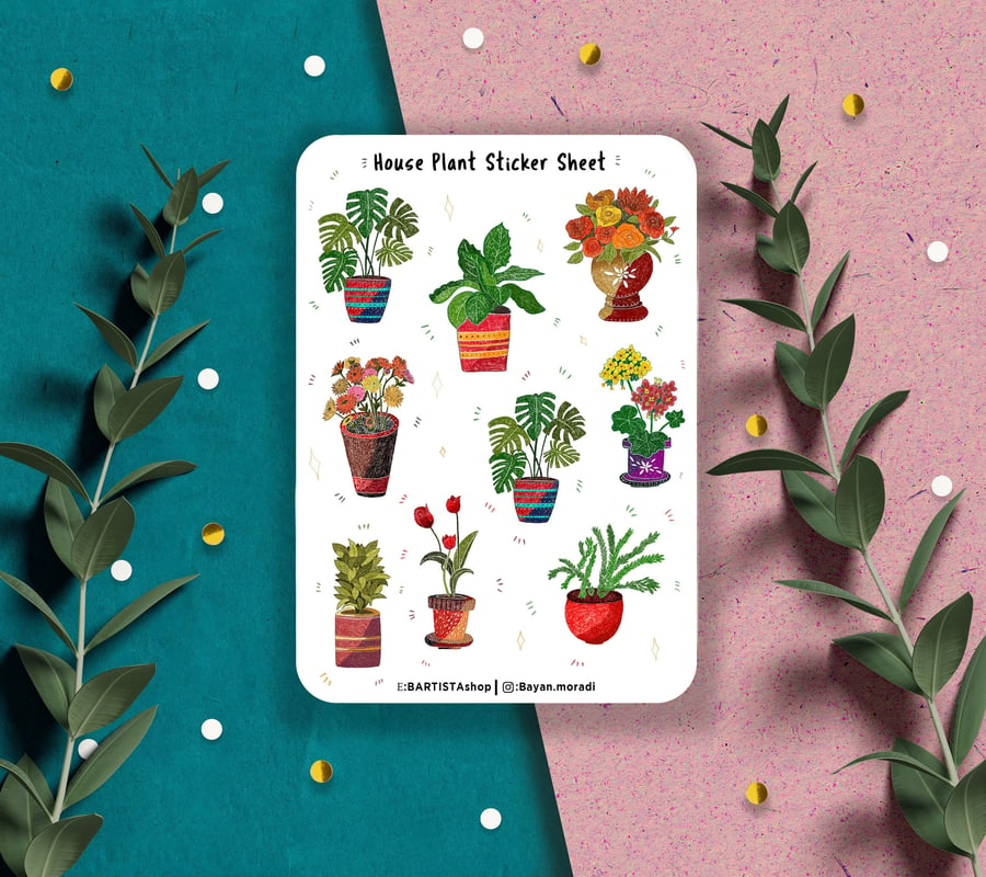 Plants sticker sheet, planner stickers, bullet journal plant stickers, nature 