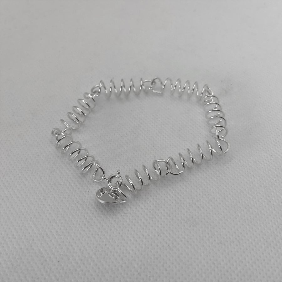 Silver Coiled Wire Bracelet, Coiled Bracelet, Gift Bracelet, Funky Bracelet