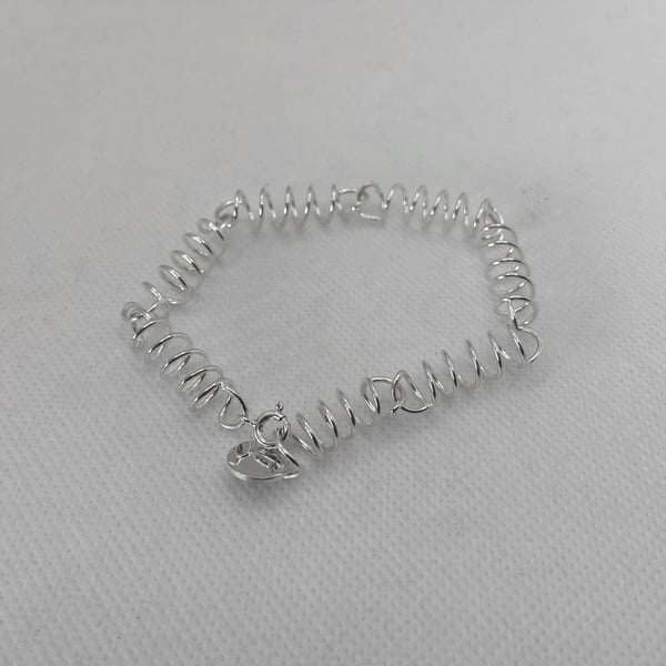 Silver Coiled Wire Bracelet, Coiled Bracelet, Gift Bracelet, Funky Bracelet
