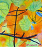 Framed  Oil Painting of Autumn Leaves Square Art  - Image 5