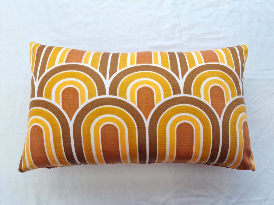 Handmade 47cm x 27cm scatter cushion cover vintage 1970s wave pattern