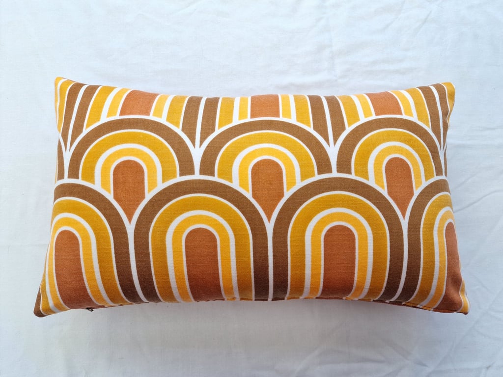 Handmade 47cm x 27cm scatter cushion cover vintage 1970s wave pattern