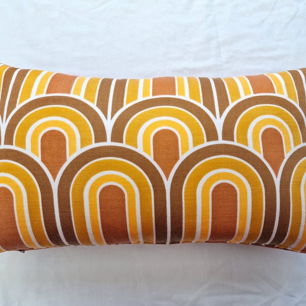 Handmade 47cm x 27cm scatter cushion cover vintage 1970s wave pattern