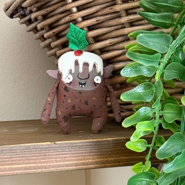 Christmas Pudding Brownie Art Doll 1
