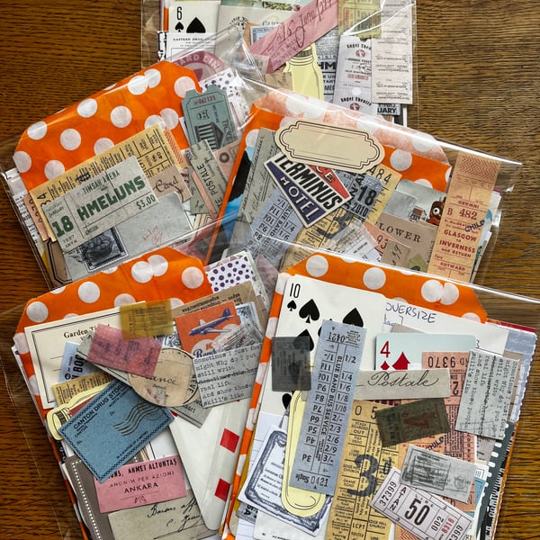 Journal ephemera paper pack, approx 65 pieces, junk journal, collage, crafts