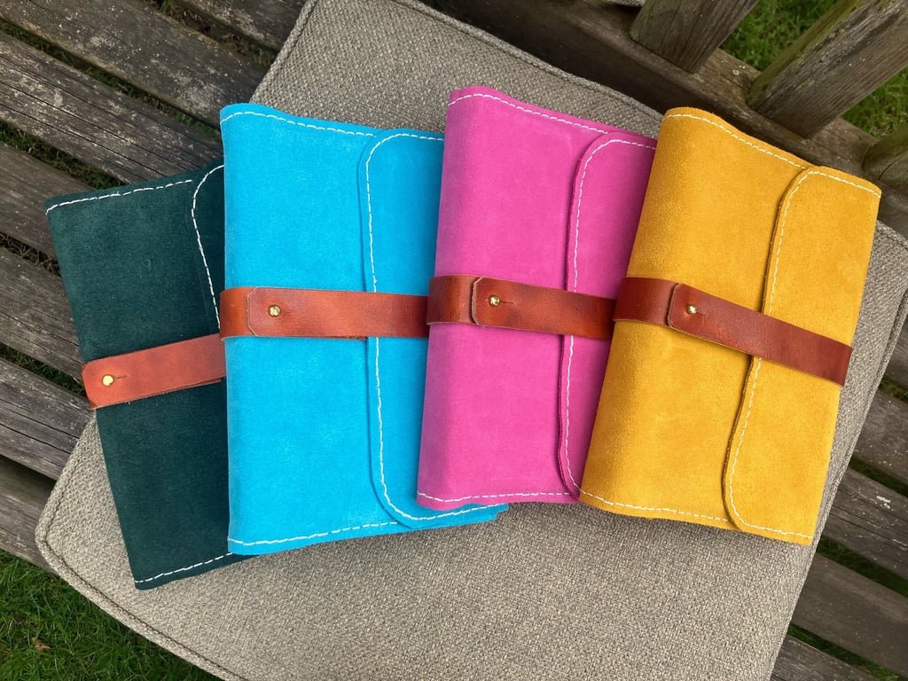 Beautiful colourful leather journal cover with hardback A5 journal included