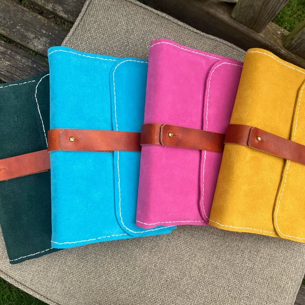 Beautiful colourful leather journal cover with hardback A5 journal included