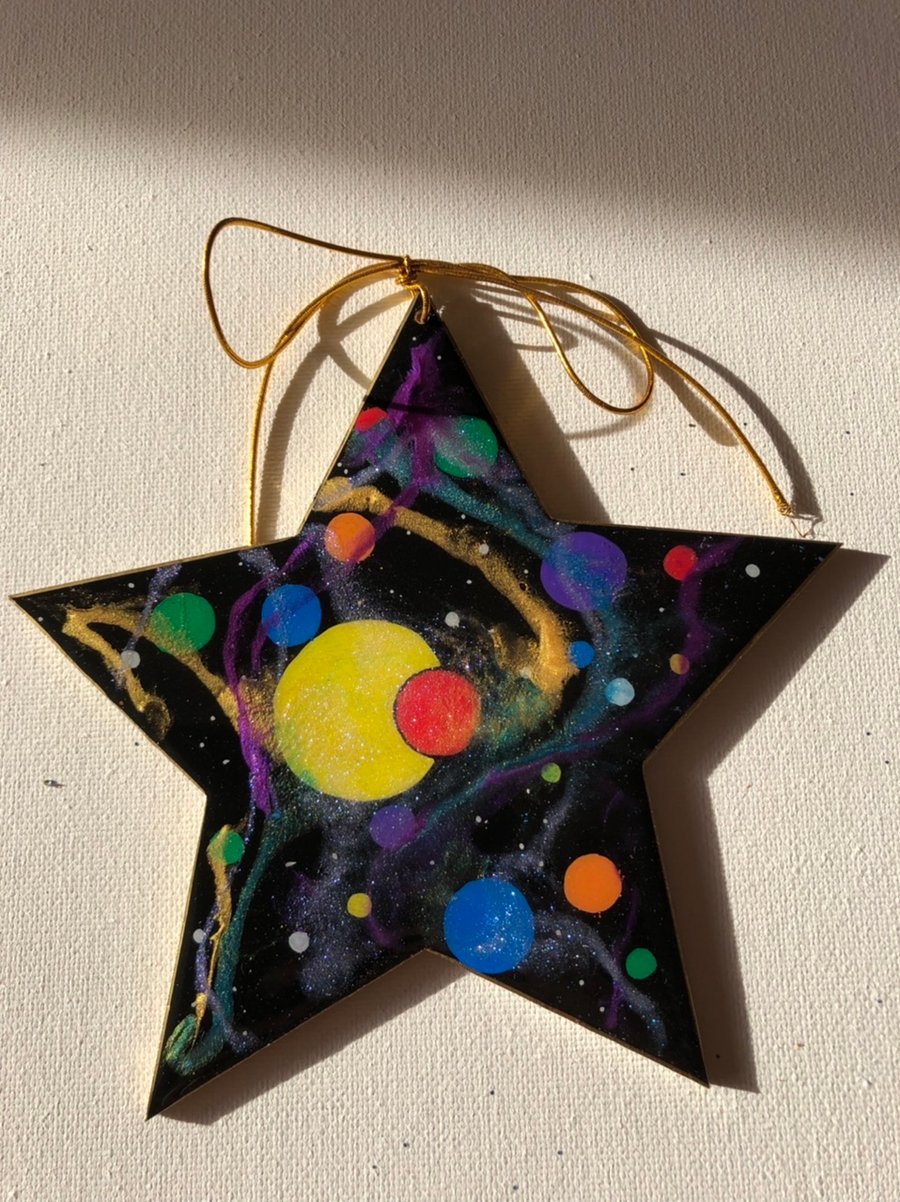 Christmas decoration, abstract, star, ornament , multicoloured, galaxy, no 3