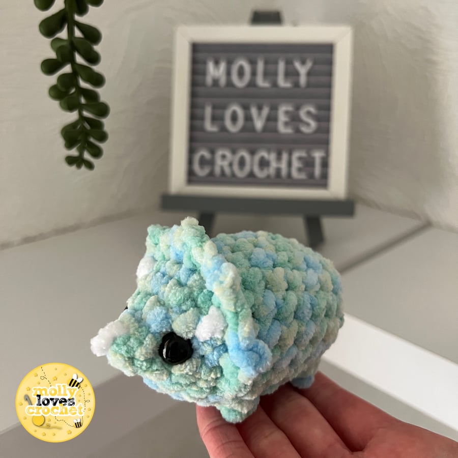 Mini Crochet Triceratops Plushie SPEARMINT