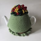Tea cosy Tea cosie - whirly - twirly Christmas ribbons - red