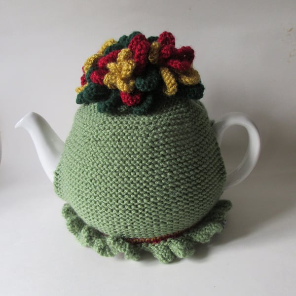Tea cosy Tea cosie - whirly - twirly Christmas ribbons - red