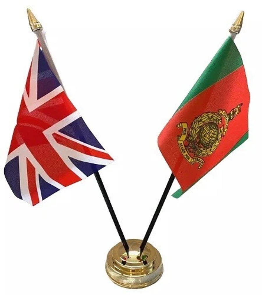 Commando Training Centre & Union Jack Friendship 2 Flag 12" Table Display