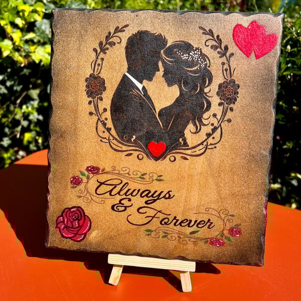 Romantic bespoke wooden plaque 