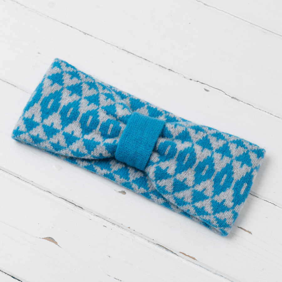 PERFECTLY IMPERFECT Mirror knitted headband - turquoise and zinc