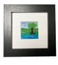 Wool & textile needle felted picture, 4"x4" framed, riverside walk - Image 2