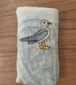 Tissue Holder pale blue and cream with embroidered seagull