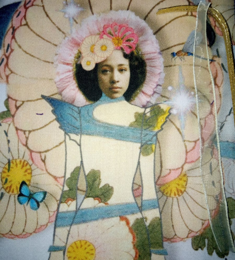 Cut and sew doll blue river flowers textile art figure sewing boxed gift