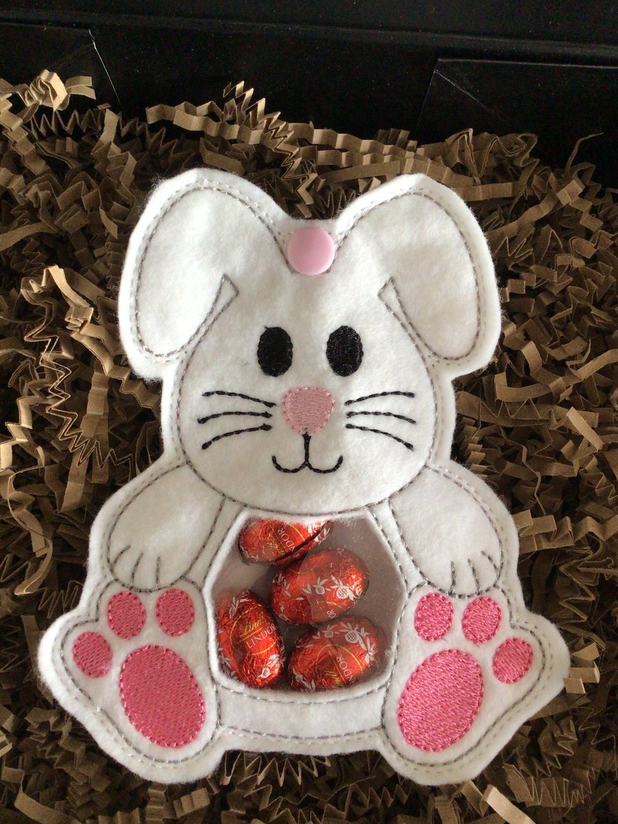 Easter treat bags, bunny, white, pink. Large,