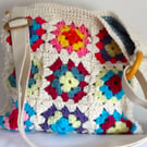 Cream granny square shoulder bag