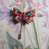 Delicate PEACOCK BUTTERFLY PIN Wedding Lapel Flower Brooch HANDMADE HAND PAINTED