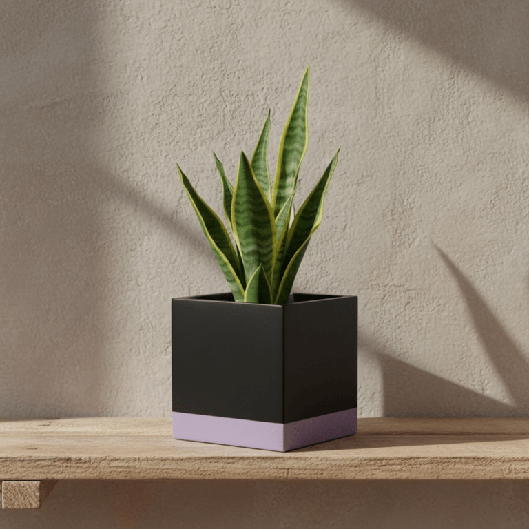 10 cm Square Black and Lilac Plant Pot Indoor Planter for Houseplants Succulents