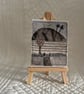 Miniature Tea Dyed Free Motion Embroidered Landscape on Easel  - Image 4
