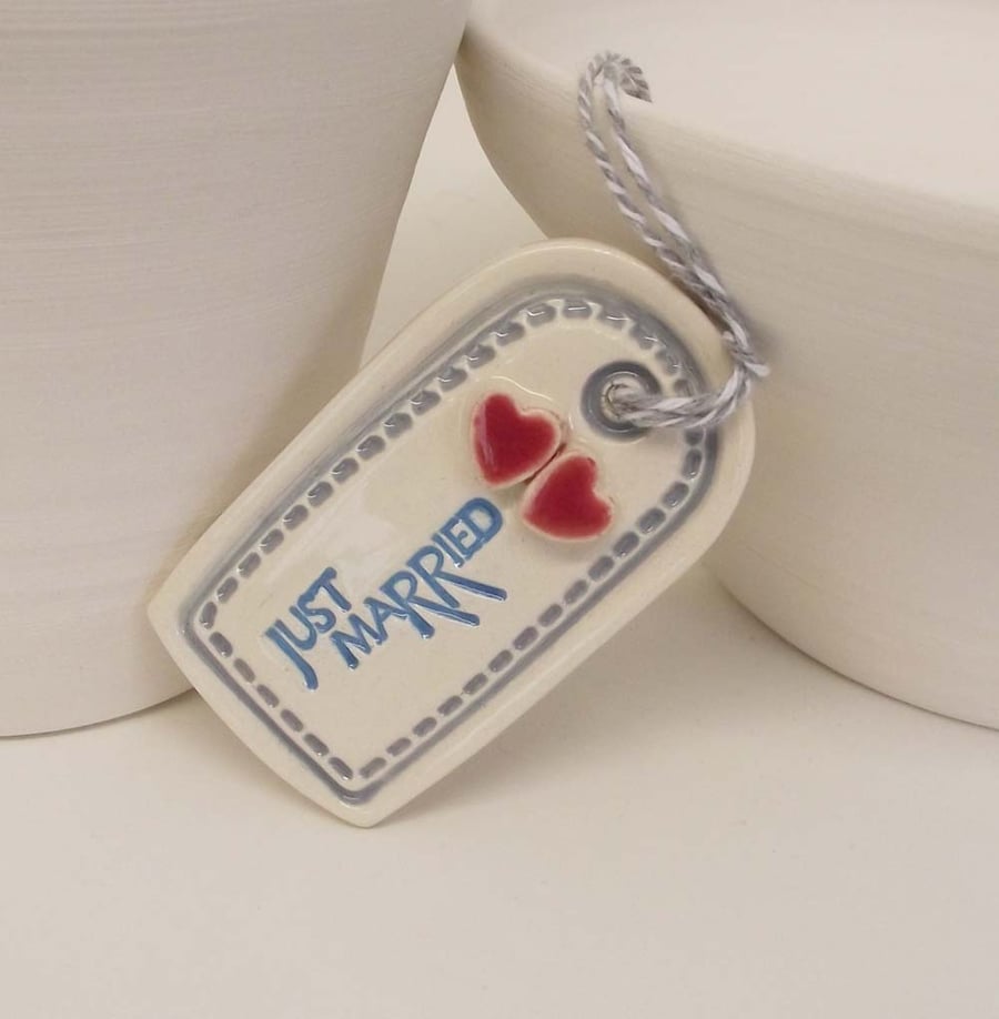 Small ceramic Wedding tag decoration