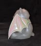 Bat-Bear - Resin Art Bear Figurine - Frosted White - Opal - Image 3