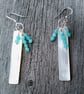 Amazonite and Mother of Pearl Shell Drop Earrings, Silver Shell Dangle Earrings - Image 4