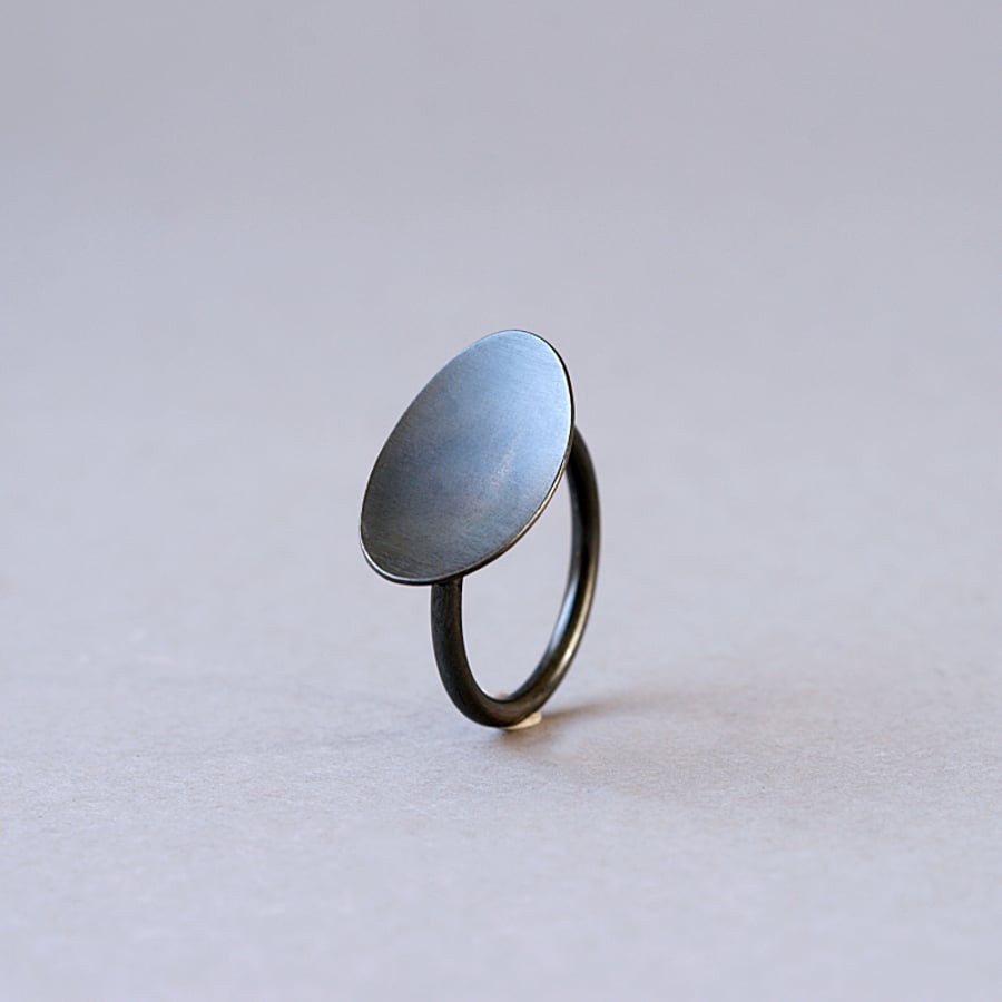 Black Oval Sterling Silver Ring
