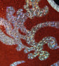 Black gymnastic leotard with red patterned sparkle - Image 3