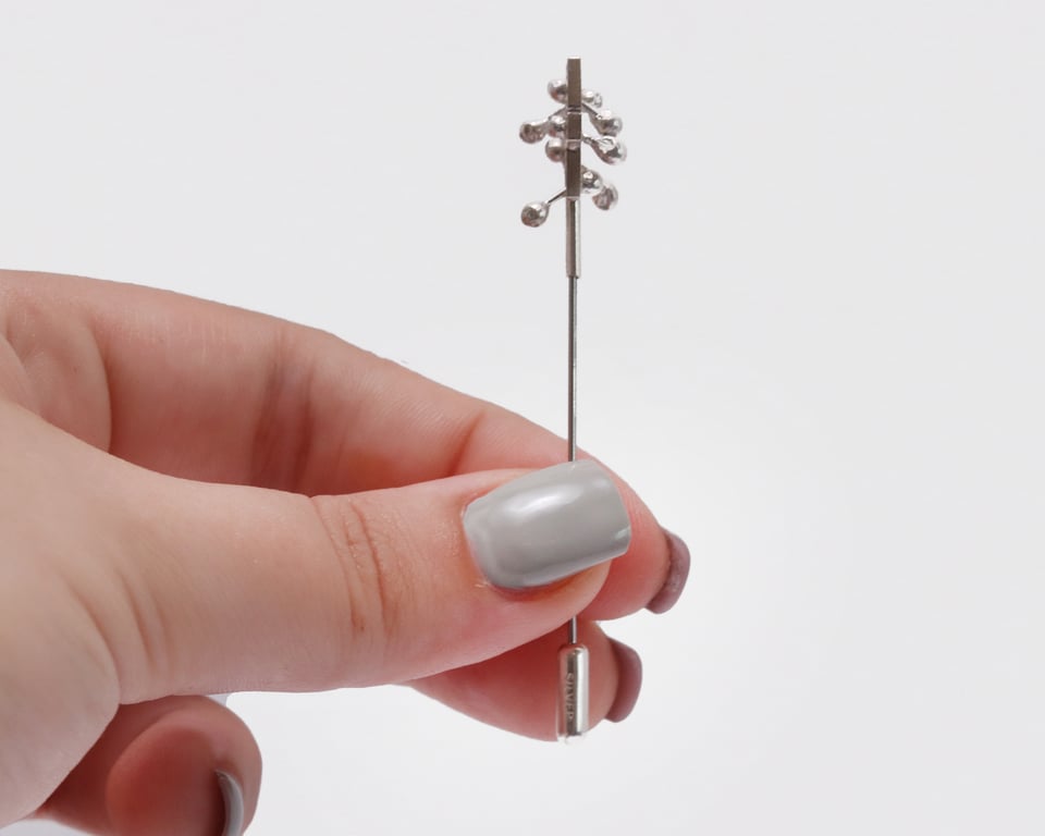 Silver brooch pin, kinetic fidget sensory jewellery.
