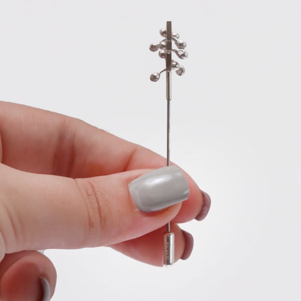Silver brooch pin, kinetic fidget sensory jewellery.