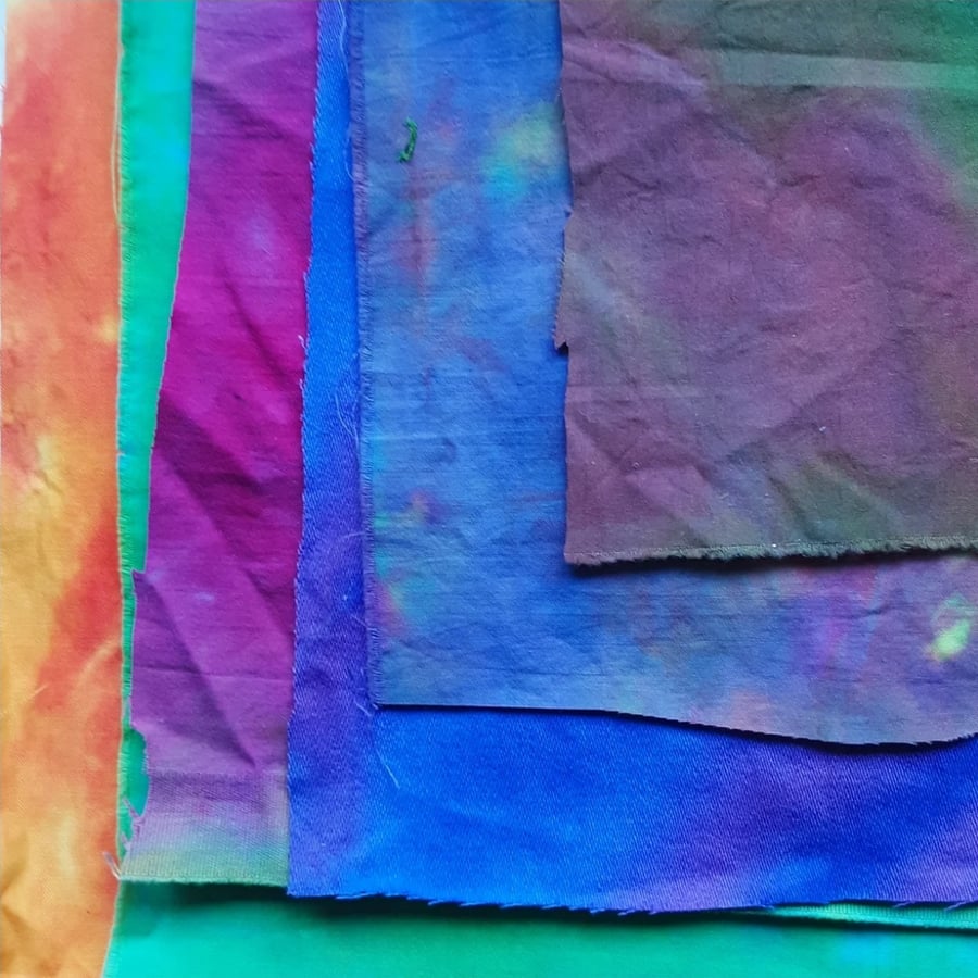 Inspiration Pack Hand Dyed cottons, Silk, Organza, Embroidery Thread