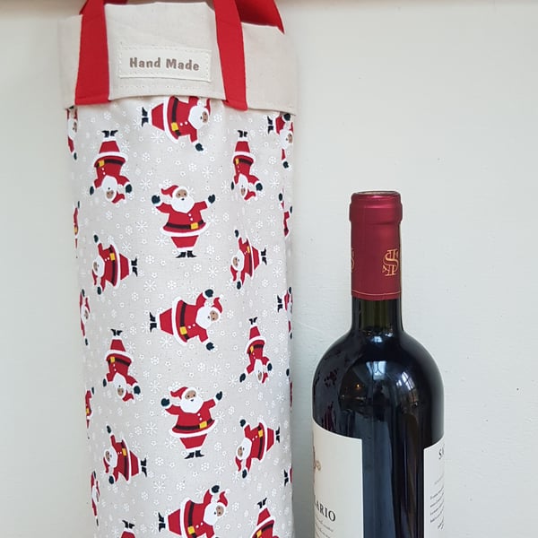 Reusable festive fabric bottle bag