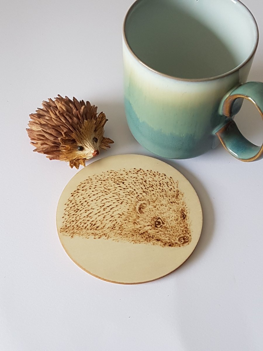 Sale  Wooden Hedgehog  Animal Coaster 