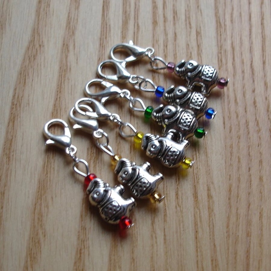 Rainbow Elephant Crochet Stitch Markers, Gift for Nature Lover