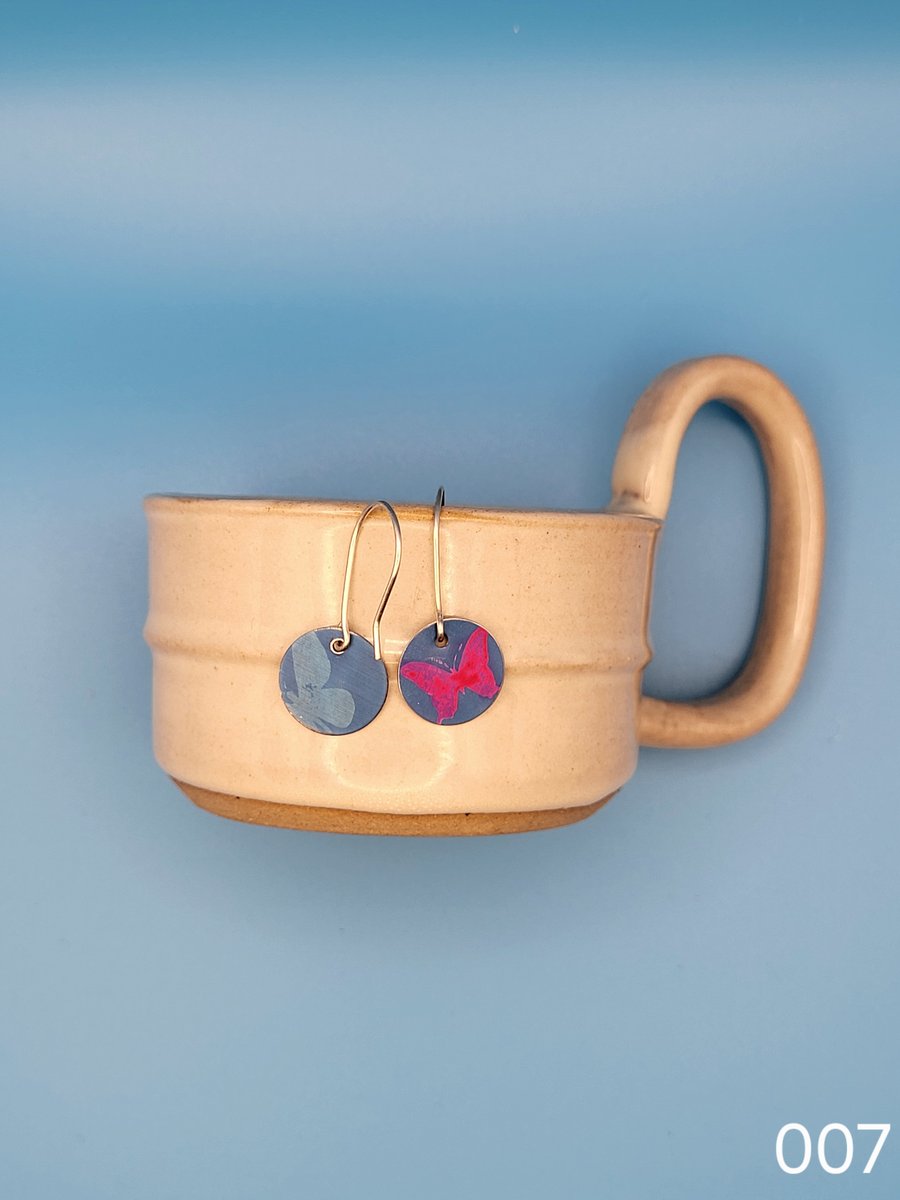 Handmade Aluminium and Silver Reversible Earrings - 007