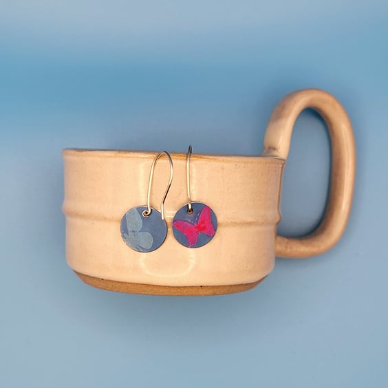 Handmade Aluminium and Silver Reversible Earrings - 007