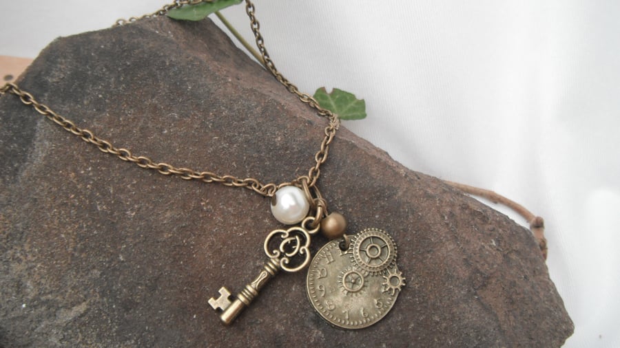 NEW!  Steampunk Watchface Necklace