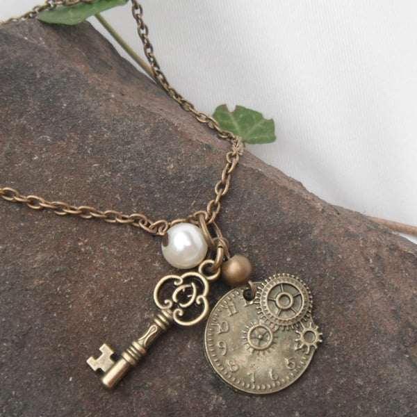 NEW!  Steampunk Watchface Necklace