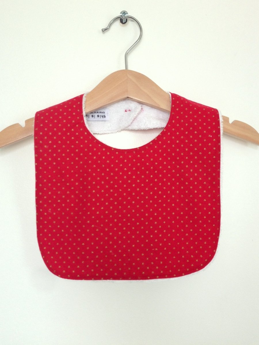 SALE Red baby bib, dribble bib, newborn baby gift, first christmas