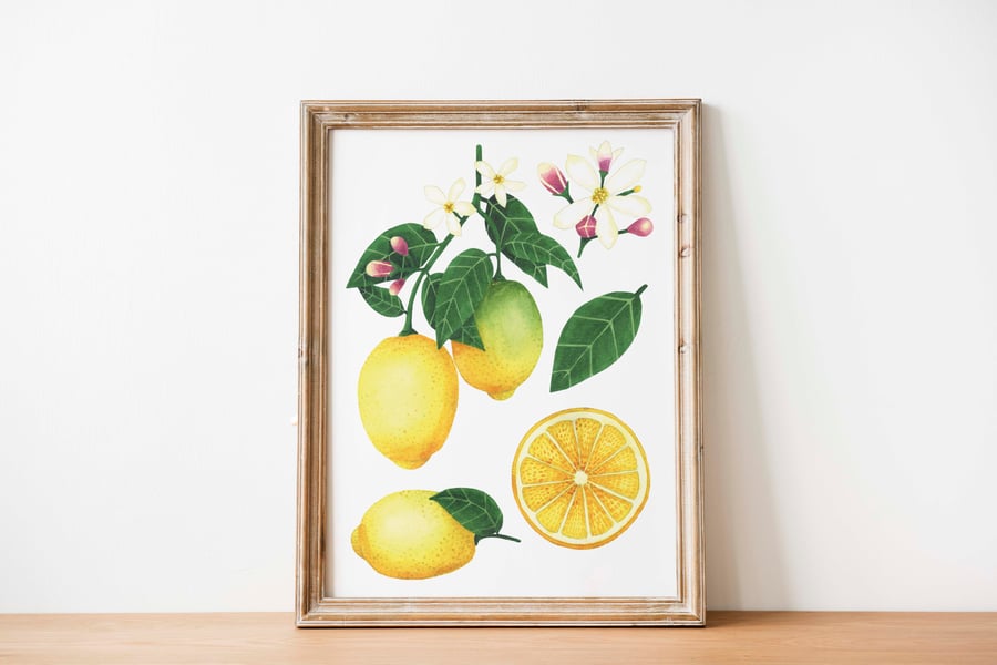 A4 lemon watercolour art print