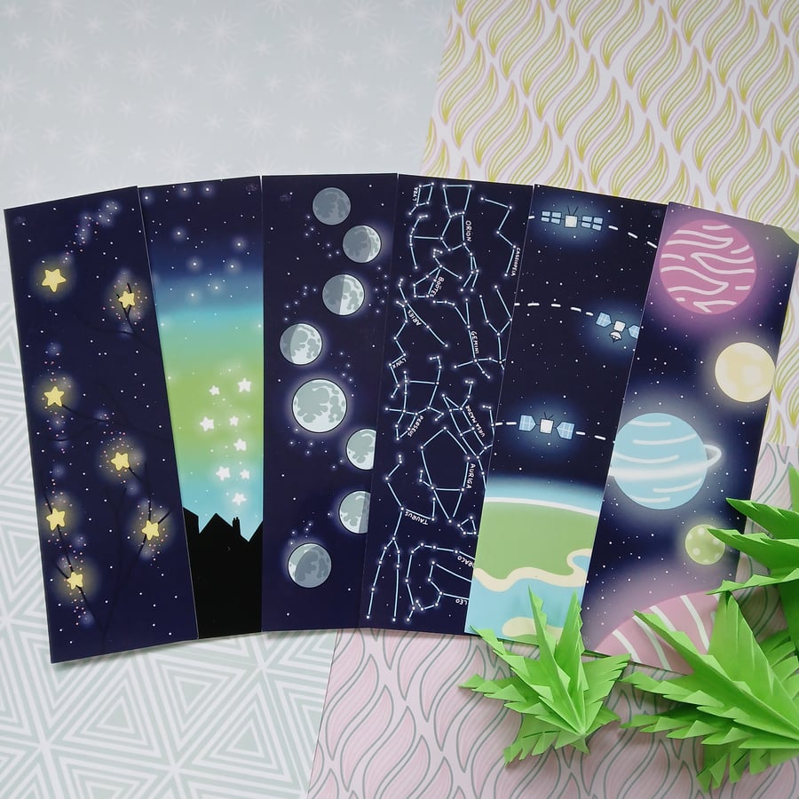 Space Themed 18cm Laminated Bookmarks