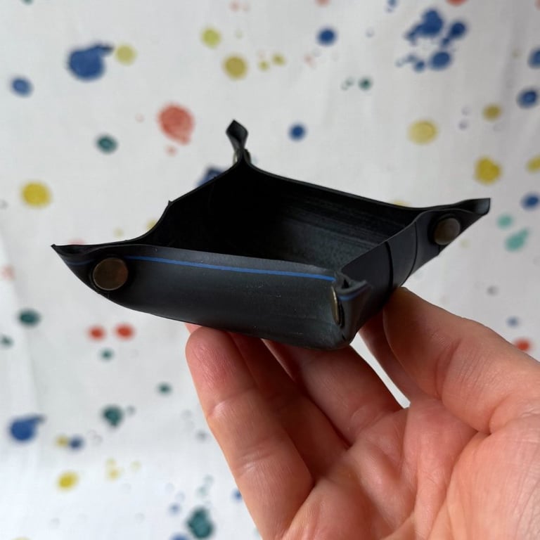 Small Tray made from Bicycle Inner Tubes - Blue Stripe - Super Seconds