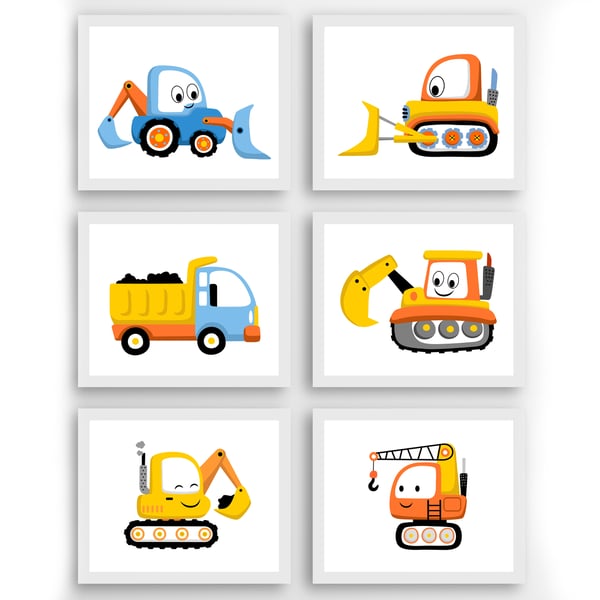 Under construction nursery prints, trucks and diggers nursery decor