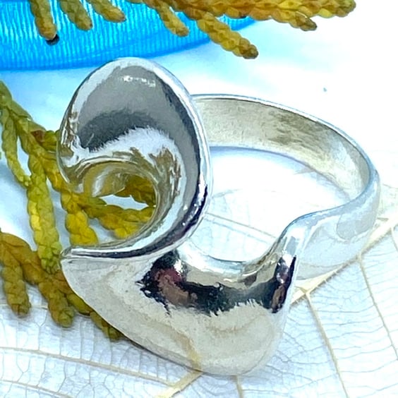 Silver Wave Ring. Heavy solid silver statement ring