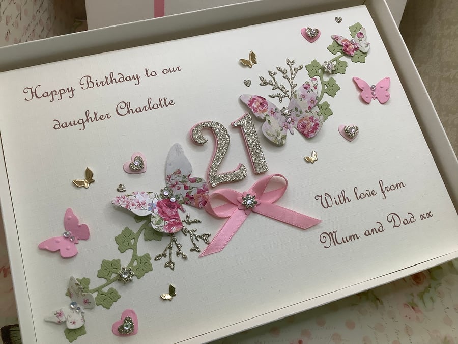 Personalised Birthday Card Gift Boxed Daughter Granddaughter 18th 21st Any Age 